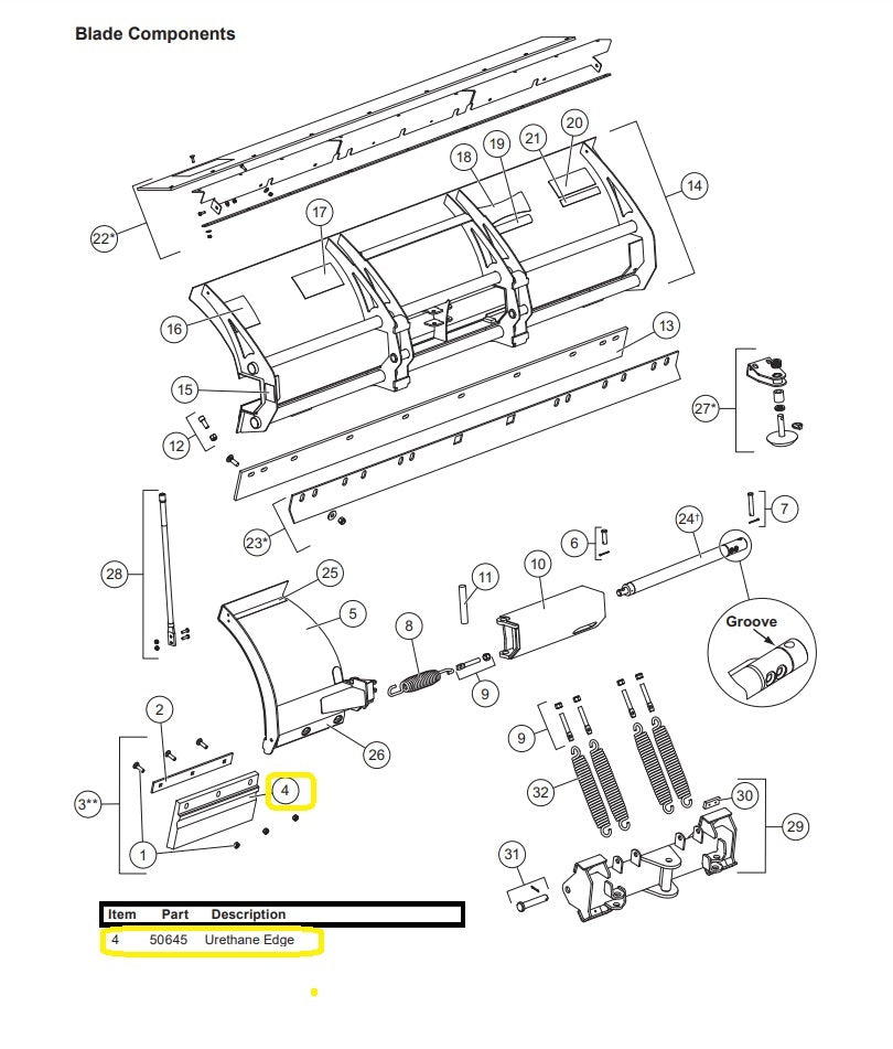 REPLACES WESTERN FISHER PART 50626 – WIDEOUT POLY WING CUTTING EDGES
