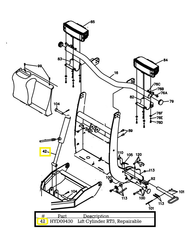 REPLACES BOSS HYD09430 HYD07013 HYDRAULIC CYLINDER LIFT RT3, Repairable