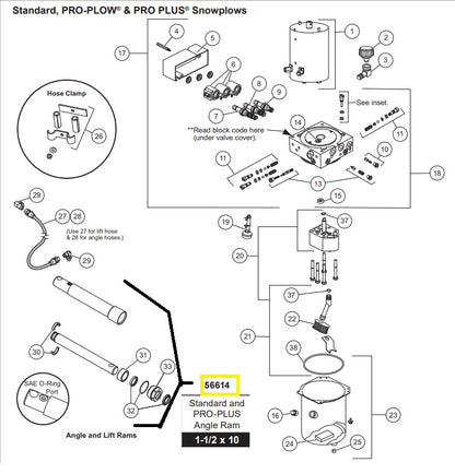 REPLACES WESTERN 56614 BUYERS 1304202 CYLINDER, ANGLE,1-1/2x10in