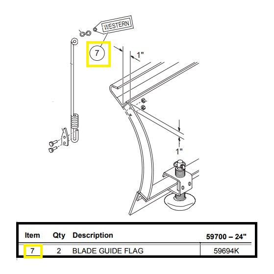 REPLACES BUYERS 1308215 WESTERN 59694K FLAG FOR BLADE GUIDE W/S HOOK
