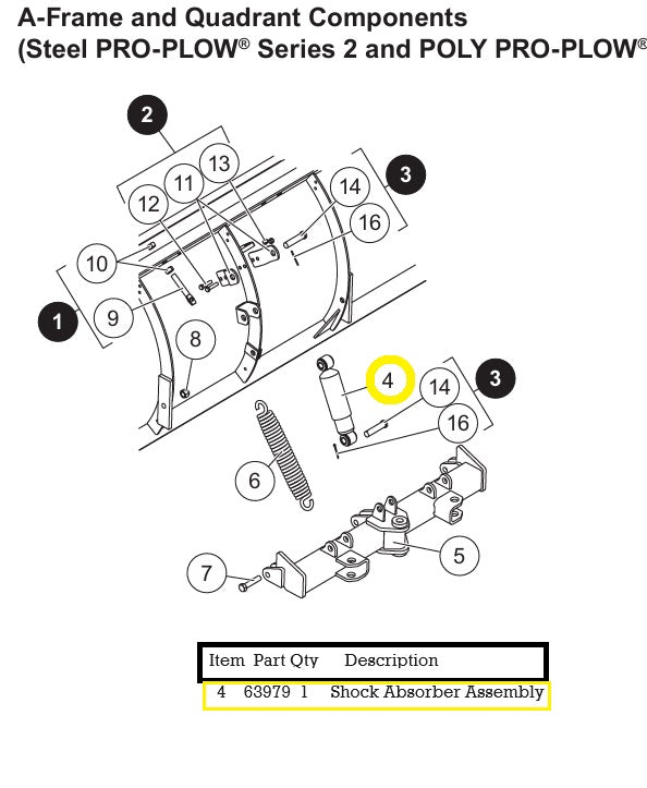 OEM EQUIVALENT WESTERN 60338K BUYERS 1304408 SNOW PLOW SHOCK ABSORBER