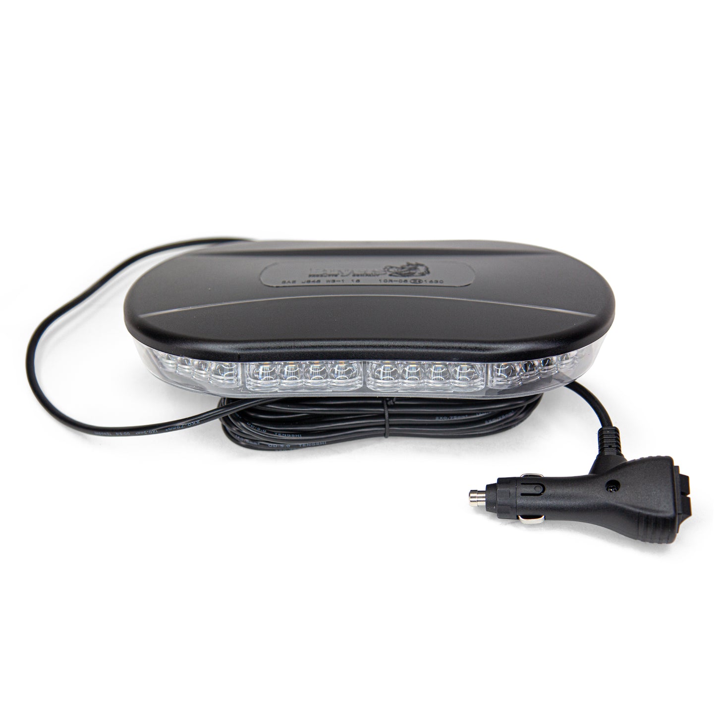 GENUINE BUYERS PRODUCTS 10" CLASS 1 LOW PROFILE LED MINI LIGHT BAR, 20 FLASH PATTERNS, AMBER/CLEAR, 40 LEDS, SAE J845, IP67 WATERPROOF, MAGNETIC/PERMANENT MOUNT, 12-24VDC, 15 FT CORD