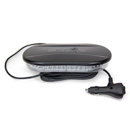 GENUINE BUYERS PRODUCTS 10" CLASS 1 LOW PROFILE LED MINI LIGHT BAR, 20 FLASH PATTERNS, AMBER/CLEAR, 40 LEDS, SAE J845, IP67 WATERPROOF, MAGNETIC/PERMANENT MOUNT, 12-24VDC, 15 FT CORD