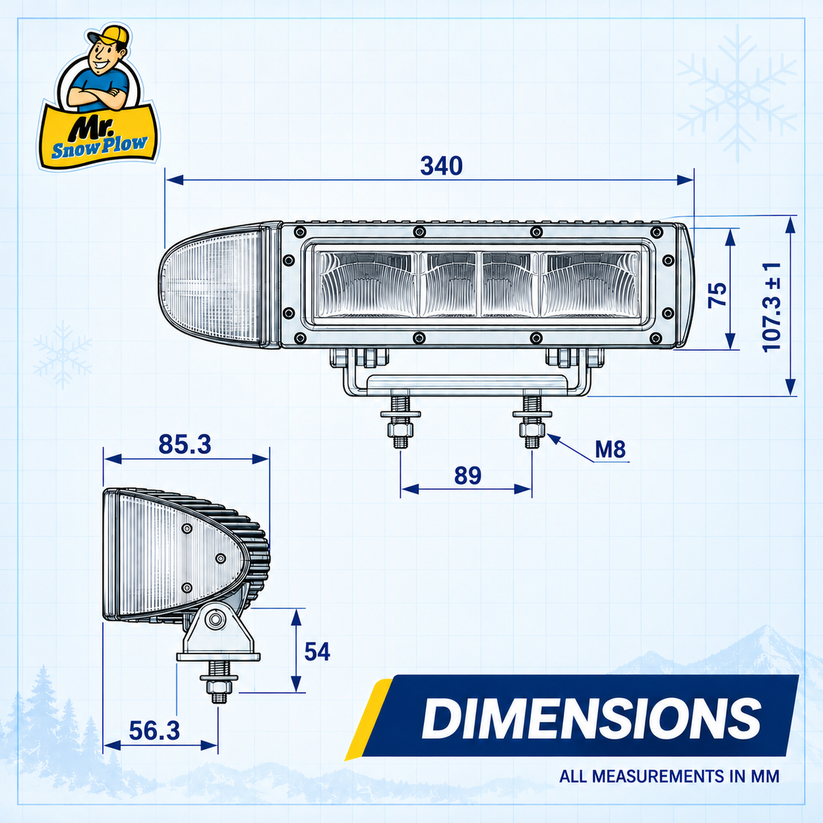 MR. SNOWPLOW REPLACES BUYERS 1312100 UNIVERSAL HEATED LED PLOW LIGHTS BOSS WESTERN SNOW DOGG