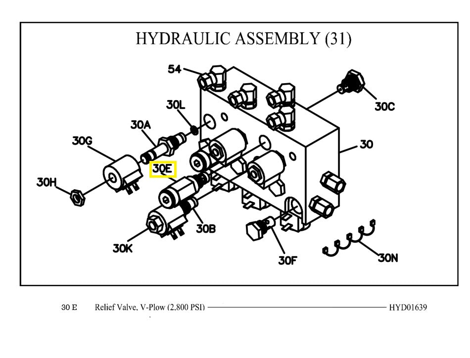 REPLACES BOSS PART HYD01639 V-PLOW RELIEF VALVE - 2800 PSI
