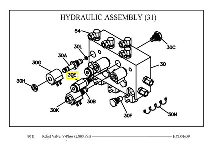 GENUINE BOSS SNOWPLOW OEM V-PLOW RELIEF VALVE 2800 PSI PART #HYD01639