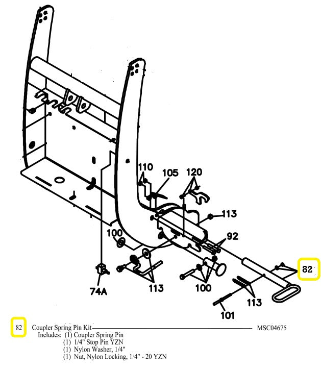 REPLACES BOSS PART MSC09649 - HORIZ HINGE THREADED PIN KIT, RT3