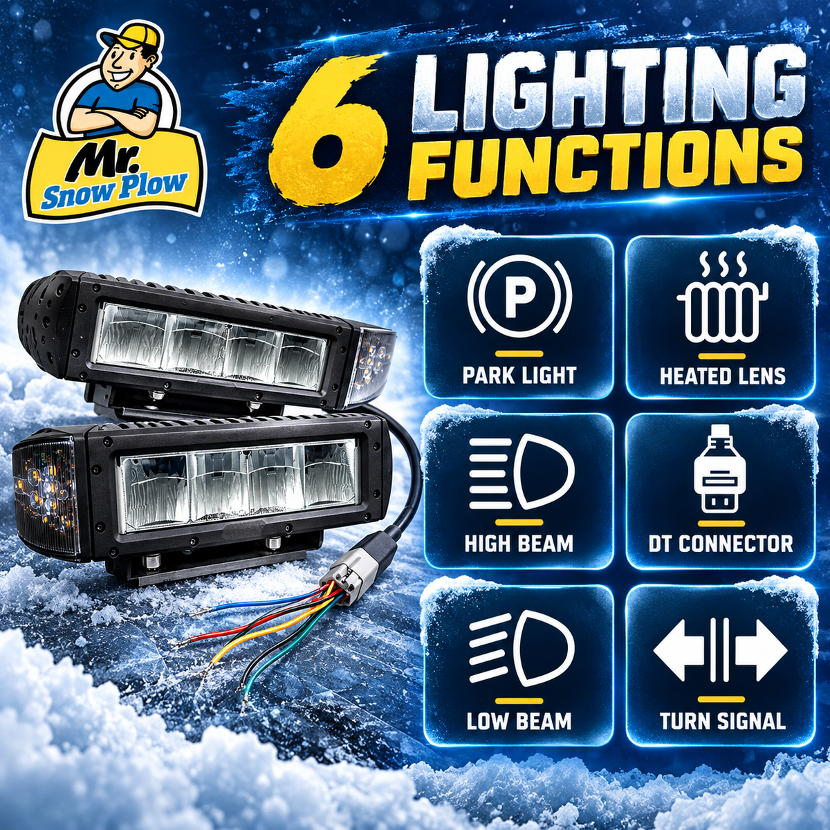 MR. SNOWPLOW REPLACES BUYERS 1312100 UNIVERSAL HEATED LED PLOW LIGHTS BOSS WESTERN SNOW DOGG