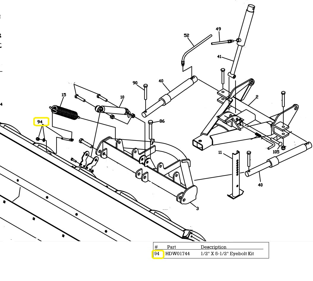 REPLACES BOSS PART MSC04254 BUMPER STOP KIT WITH HARDWARE