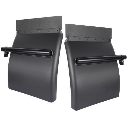 MR. TRUCK PARTS PAIR 24" X 24" POLY QUARTER FENDERS WITH TUBE STYLE MOUNTING ARMS, CLAMPS & MUD FLAPS REPLACES 10714