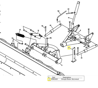 REPLACES BOSS STB03220 - KICKSTAND-LEG, STRAIGHT BLADE RT3 ZINC PLATED