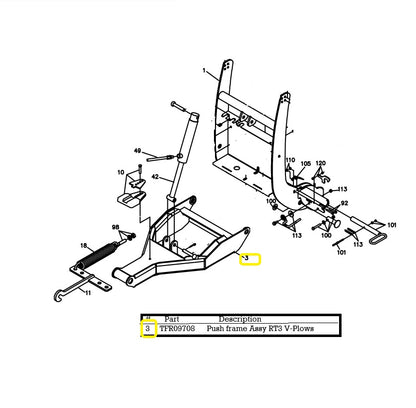 REPLACES BOSS PART TFR09708-3 PUSHFRAME ASM RT3 V,06+ [BLACK]